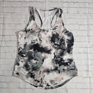 Balance Collection Womens Racerback Tank Top Grey Black Marble Medium